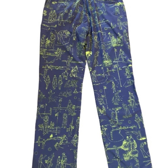 Travis Mathew Other - Travis Mathew Golf Pants Mens 34 Blue Neon Green‎ Excellent Golfer Sketch Print